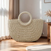Handwoven Rattan Half-Moon Beach Bag