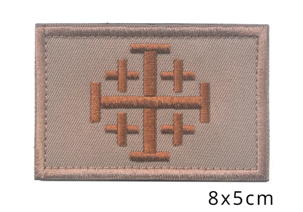 Embroidered Crusader Cross Tactical Patch with Hook and Loop Backing