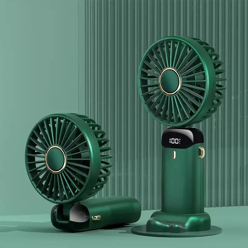 Portable Rechargeable Handheld Fan with Digital Display