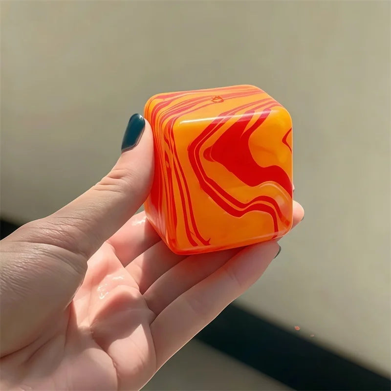 Squishy Stress Relief Cube with Soothing Swirl Design