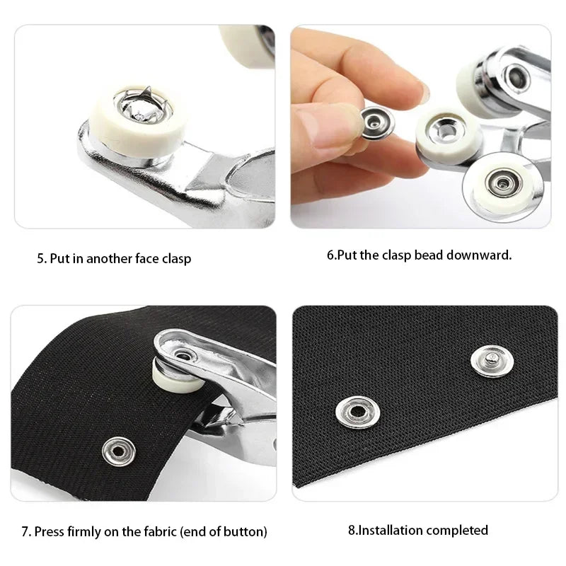 Heavy-Duty Snap Button Pliers Kit with 100 Pairs of Five-Claw Buttons
