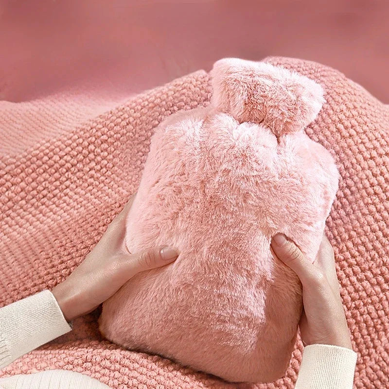Reusable Hot Water Bottle with Soft Fleece Cover