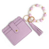 Silicone Bead Bracelet with Leather Card Holder and Tassel