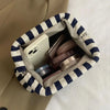 Woven Crochet Hobo Handbag with Colorblock Design