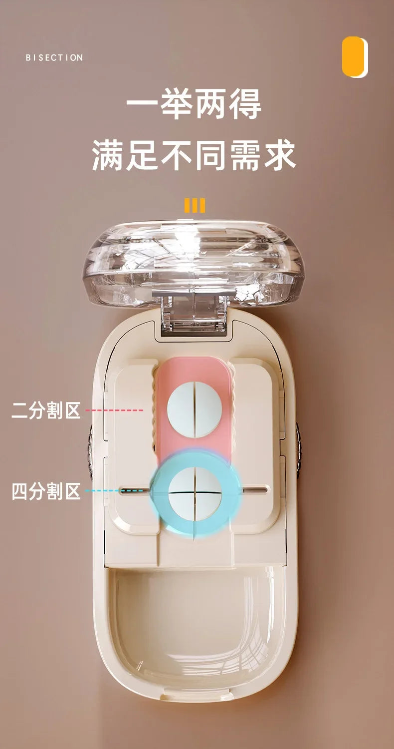 Portable Pill Cutter and Storage Box with Dustproof Lid