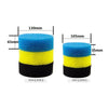 Two cylindrical sponges, one blue and one yellow, used as replacement filters for aquarium systems.