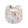 A pack of four soft cotton baby bibs featuring cute cartoon rabbits and other animals.