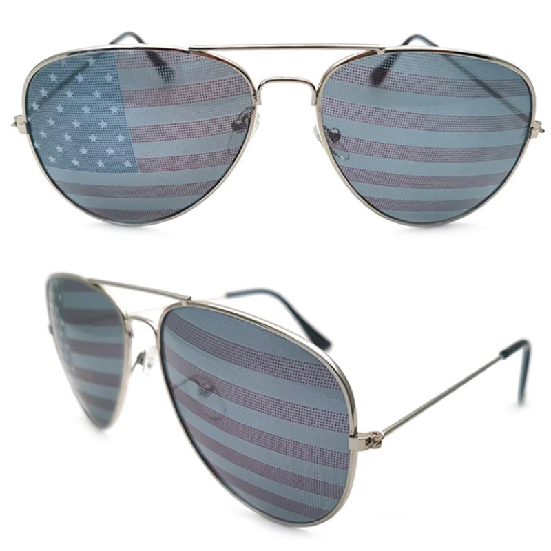 Gafas de sol aviador con bandera estadounidense