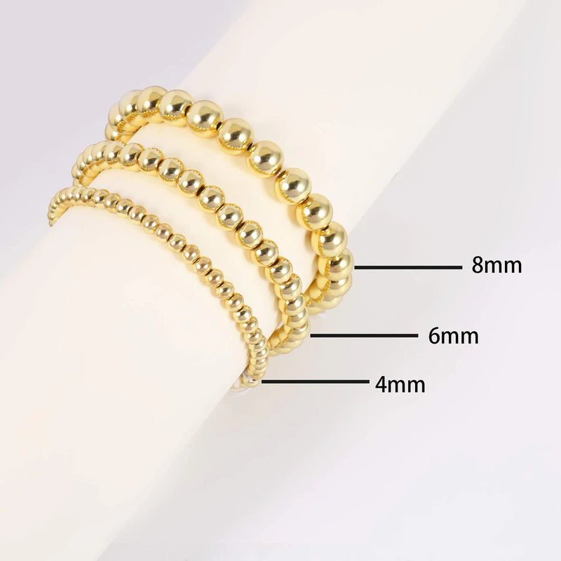 18K Gold Plated Beaded Stretch Bracelet Set
