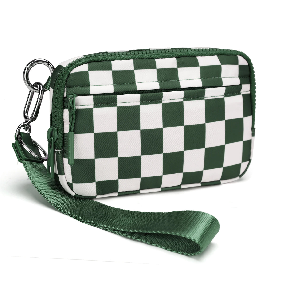 Checkered Zip-Around Wallet with Clear ID Window