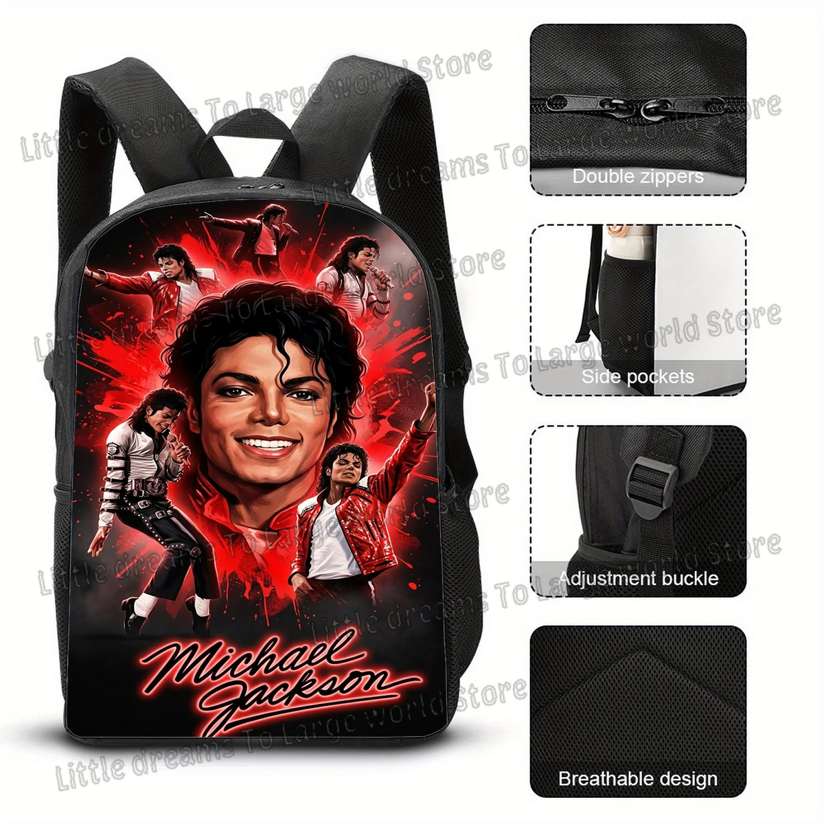 Michael Jackson 3D Print Backpack for School & Travel