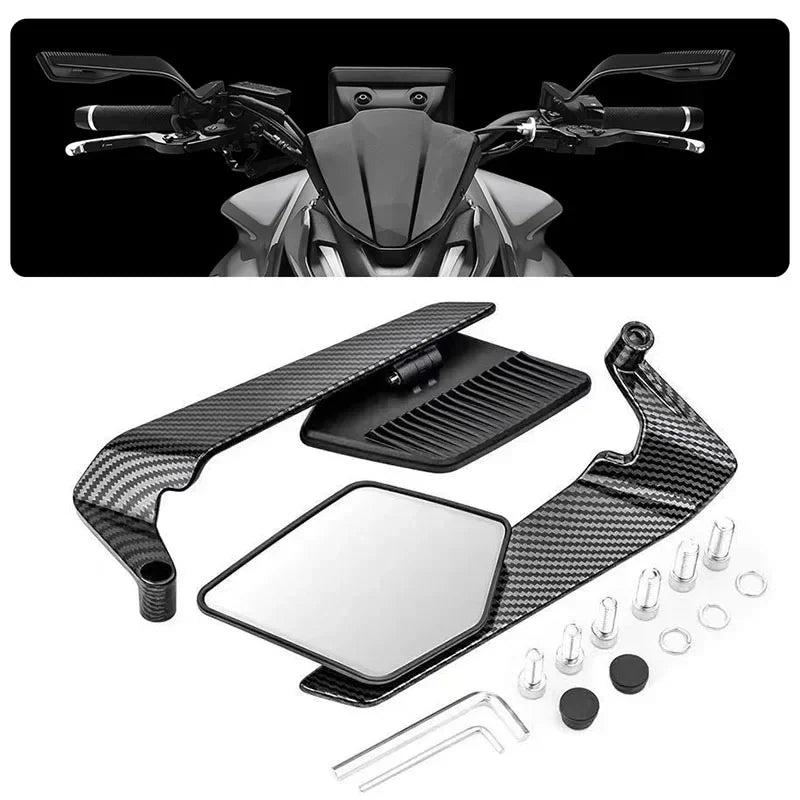 Universal Motorcycle Side Mirrors with Adjustable Winglets