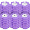 Quatre têtes de brosse de toilette jetables violettes empilées en rang