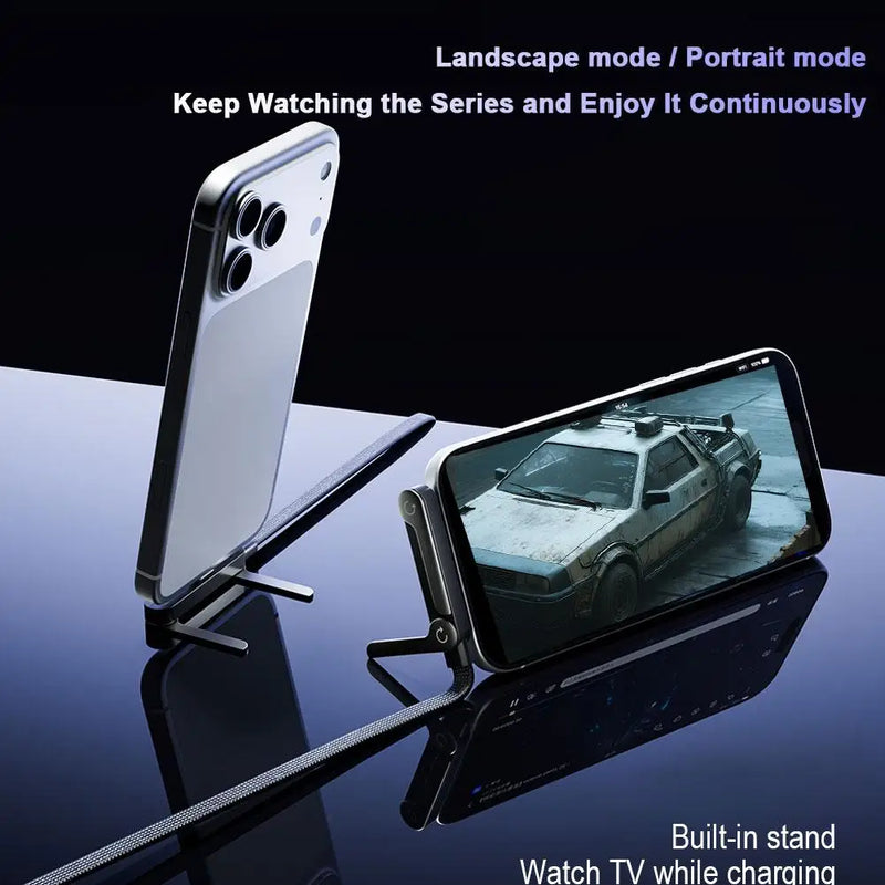 Foldable Phone Stand with Integrated Fast-Charging Cable