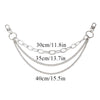Silver chain accessory featuring three lengths of chain for a bag or jewelry