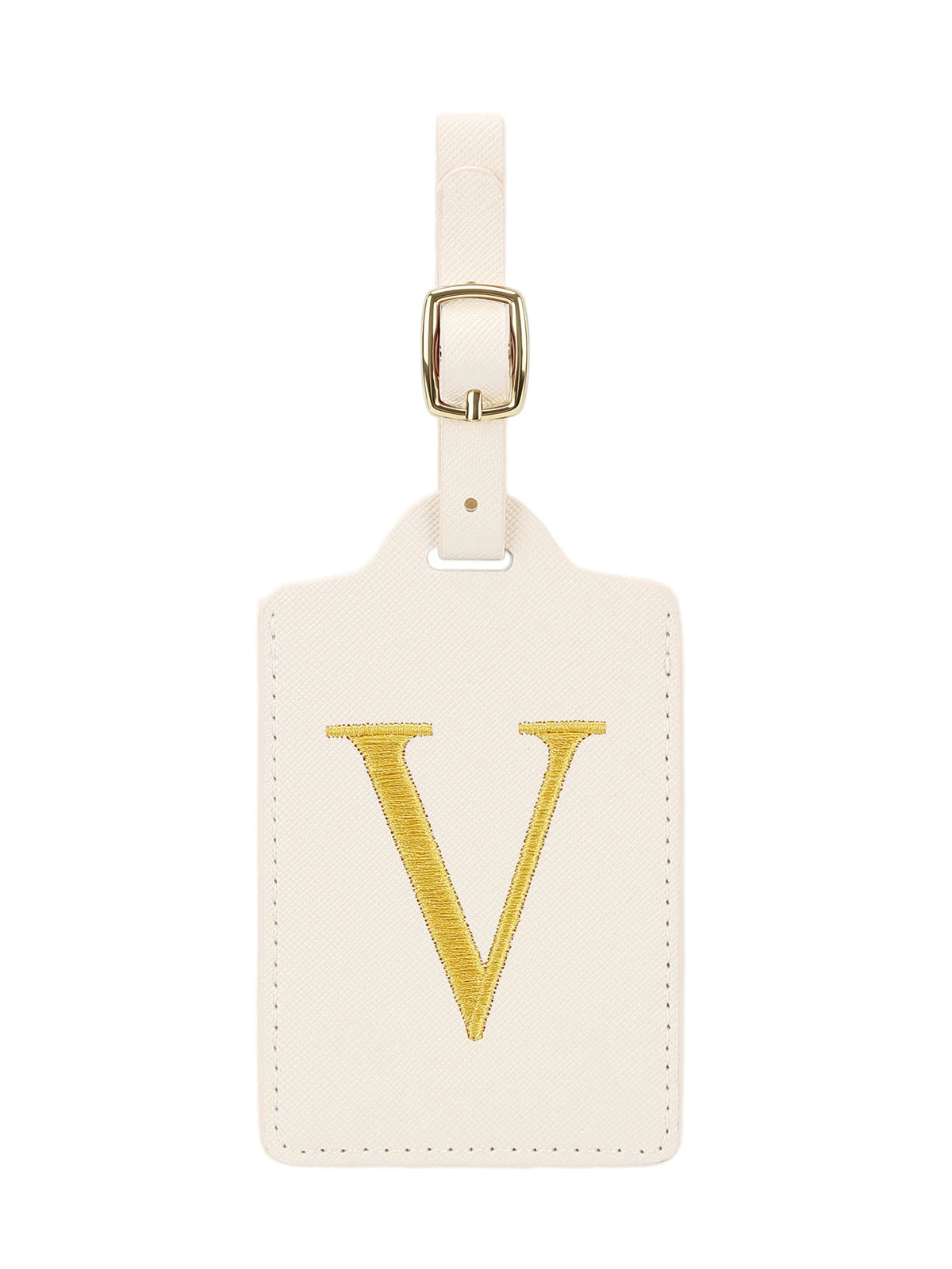 Personalized Embroidered Leather Luggage Tag with Letter Initial