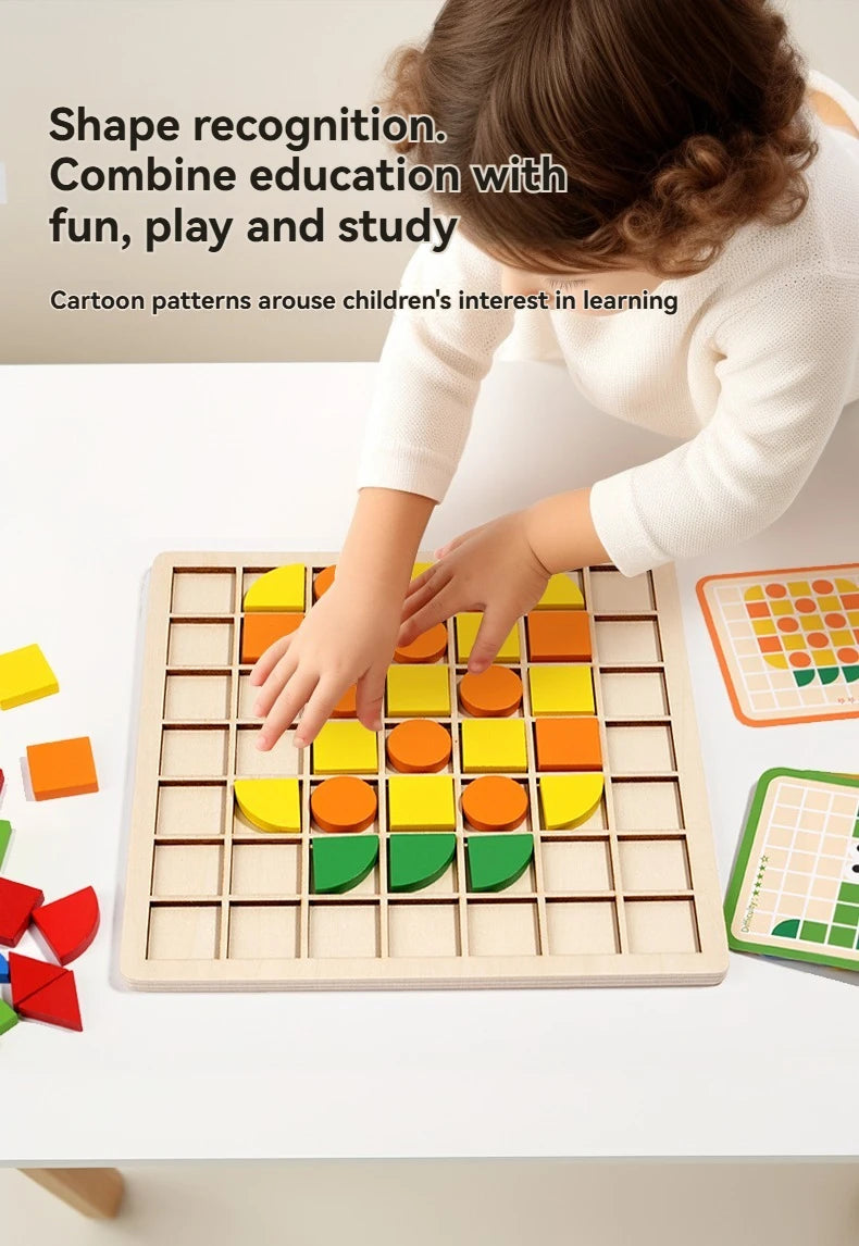 Wooden Shape & Color Mosaic Puzzle Set for Kids