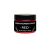 Jar of Red resin pigment paste with a black lid and label indicating net weight 50g/1.76oz