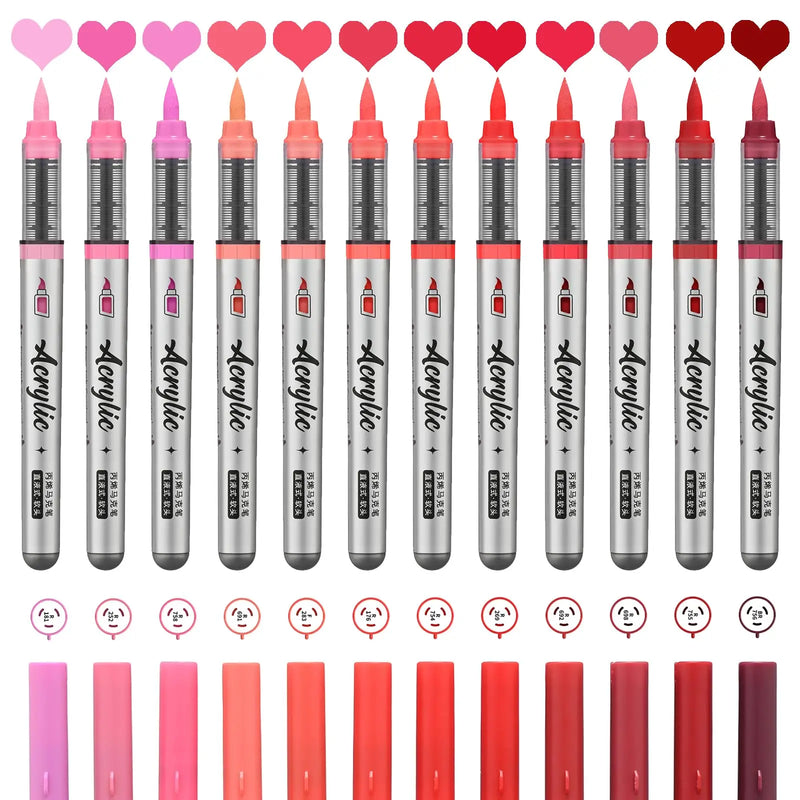 12-Piece Acrylic Paint Marker Set with Brush Tips