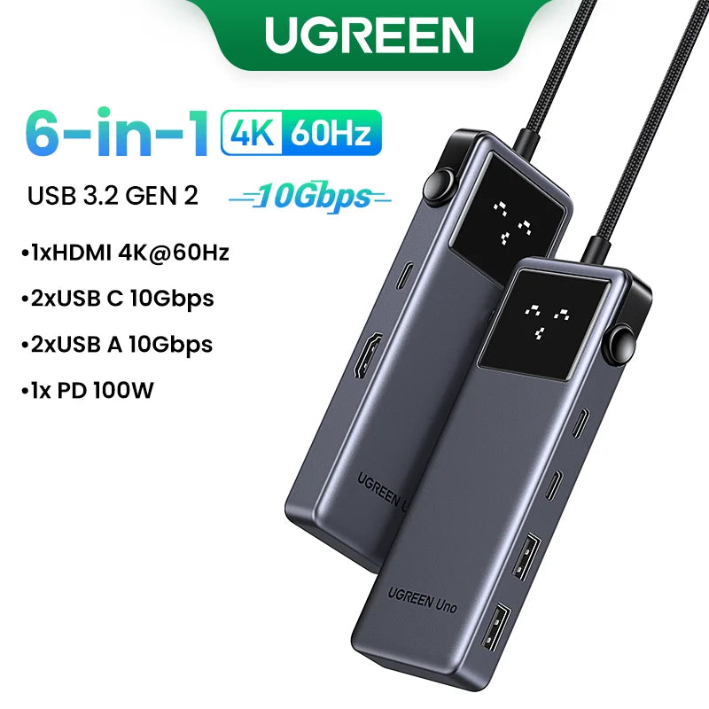 6-in-1 USB-C Hub with 4K HDMI, 10Gbps Data, and 100W Pass-Through Charging