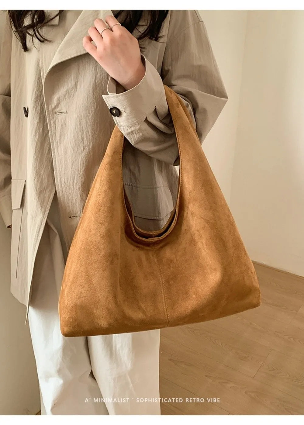 Retro Suede Shoulder Bag with Large Capacity