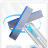 A close-up view of a disposable toilet brush head and holder, showing the flexible bristles and cleaning mechanism.