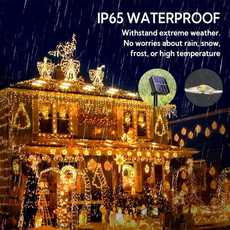 8-Mode Solar String Lights - Waterproof Outdoor LED Fairy Lights for Garden & Patio