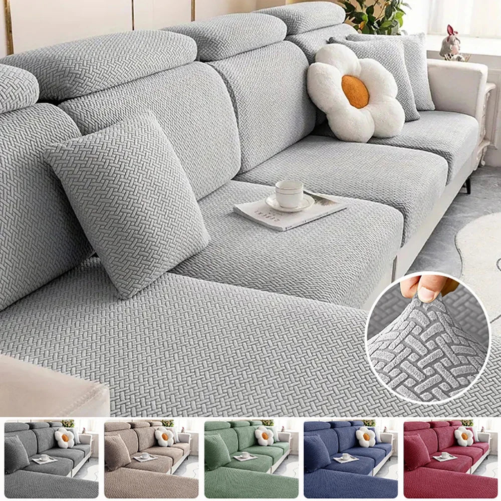 Jacquard Sofa Seat Cushion Cover – Removable & Non-Slip