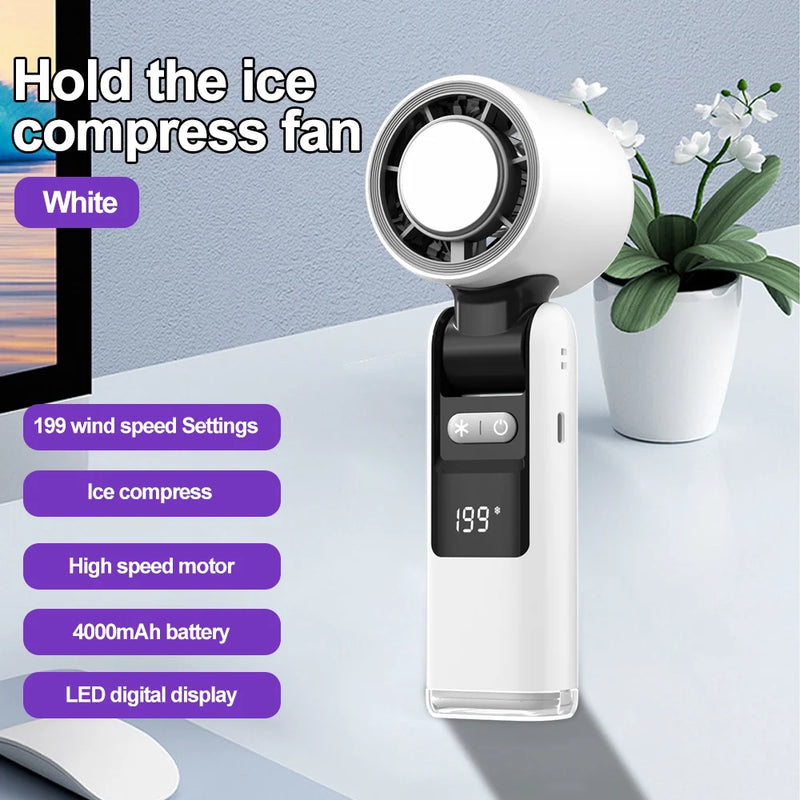 Foldable Mini Turbo Fan with Digital Display