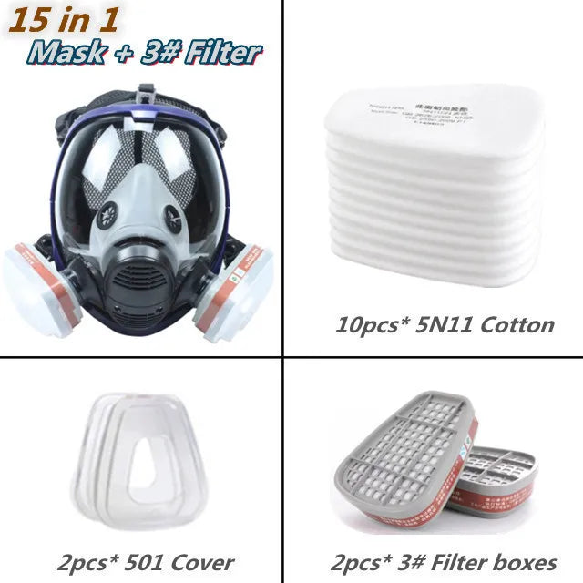 Full Face Chemical Respirator Mask with Anti-Fog Visor