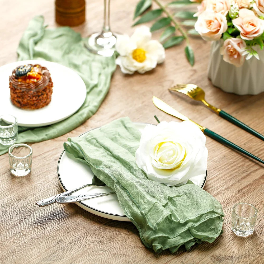 Sage Green Gauze Table Runner
