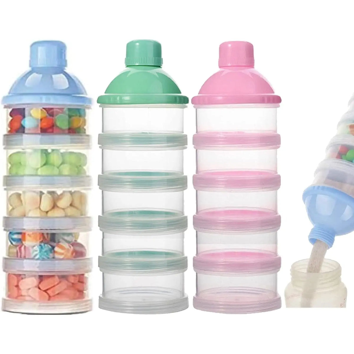 Portable Milk Powder Dispenser with Storage Compartments