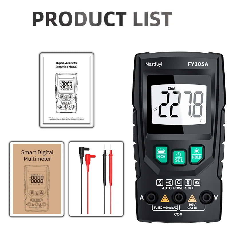 6000-Count Auto-Ranging Digital Multimeter with True RMS