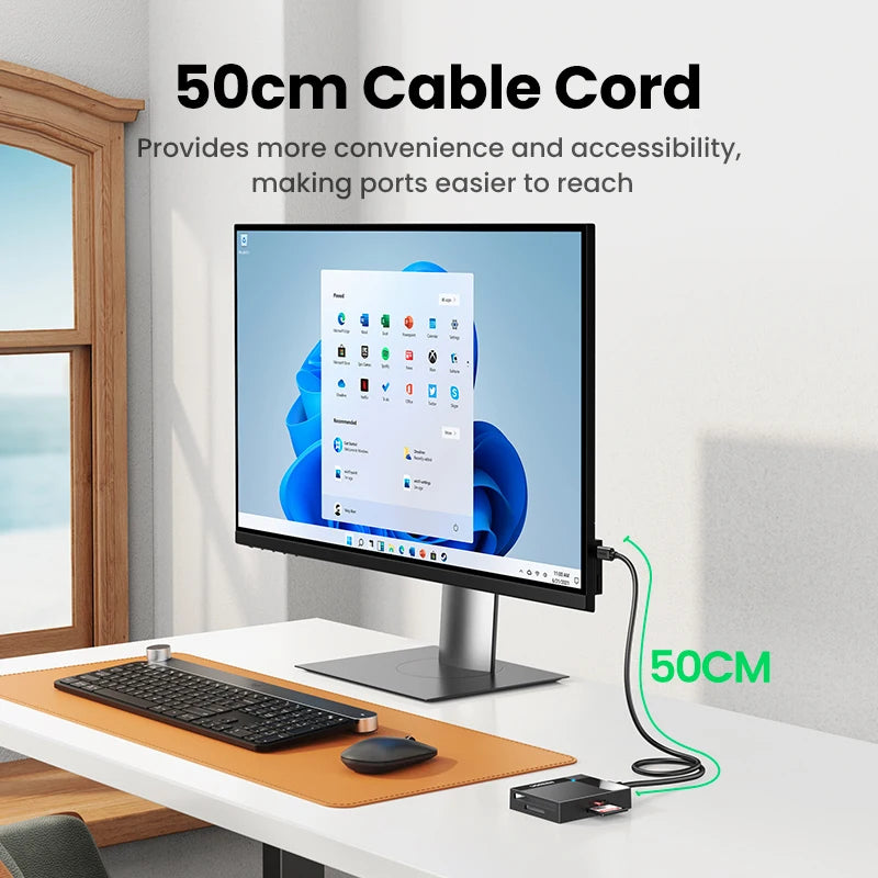 4-in-1 USB 3.0 Card Reader with USB-C Adapter