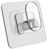Clear adhesive hooks for heavy-duty organization featuring a large hook and a smaller hook.
