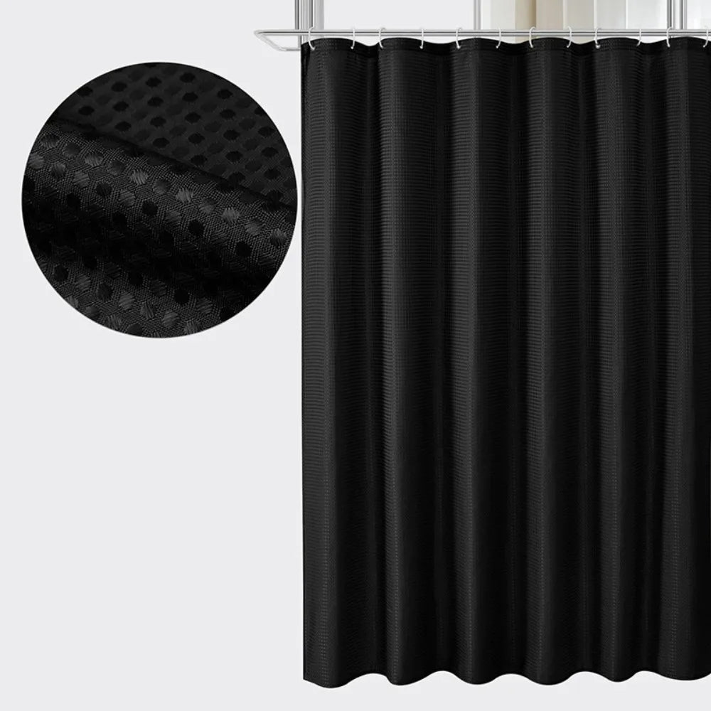 Waffle Textured Waterproof Shower Curtain with Hooks