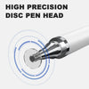 Close-up view of a silver disc pen head for a stylus, highlighting its precision design.