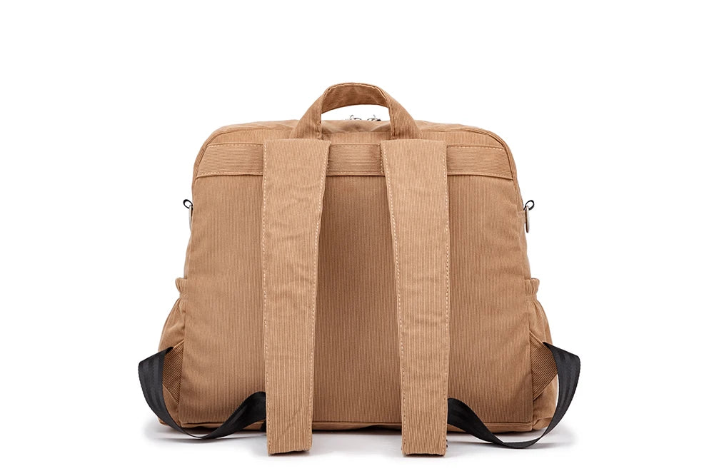 Soft Corduroy Diaper Backpack with Large Capacity
