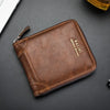 Men's Retro PU Leather Bifold Wallet with Zipper and Coin Pocket