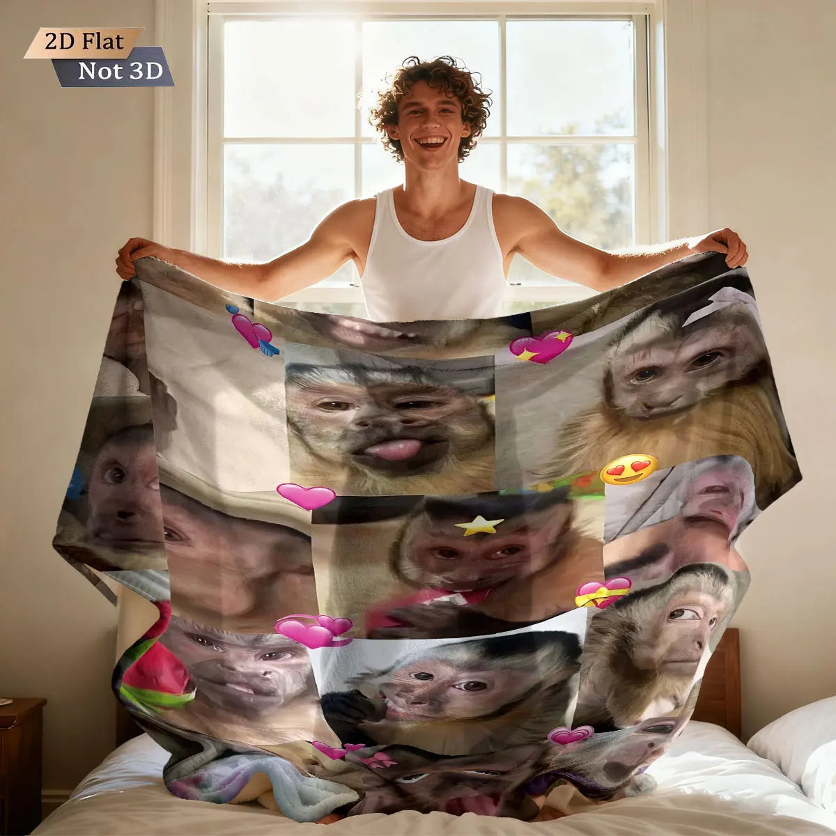 Funny Monkey Print Flannel Blanket – Soft & Cozy Throw