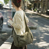 Cotton Canvas Crossbody Bag with Large Capacity
