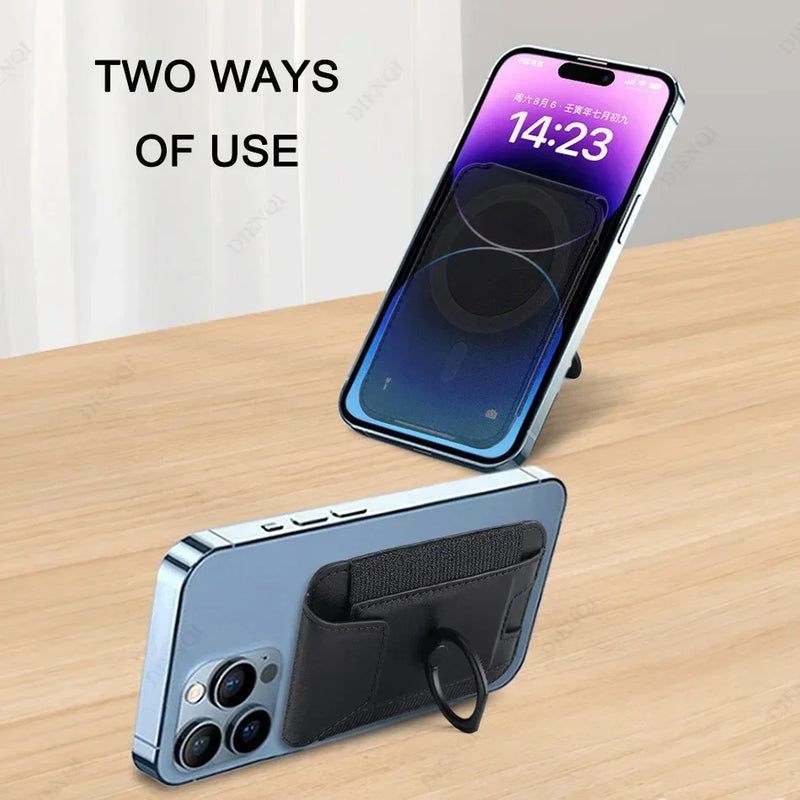 Slim Magnetic Wallet Case with Ring Stand