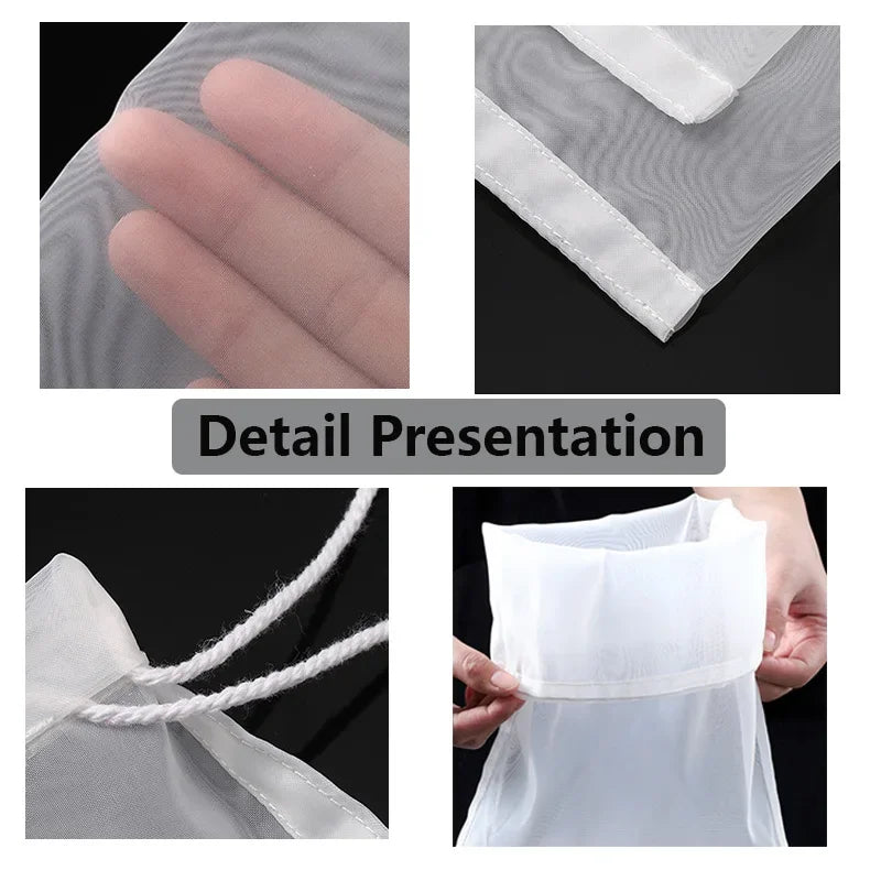 Reusable Nylon Filter Bag for Nut Milk, Tea & Brewing