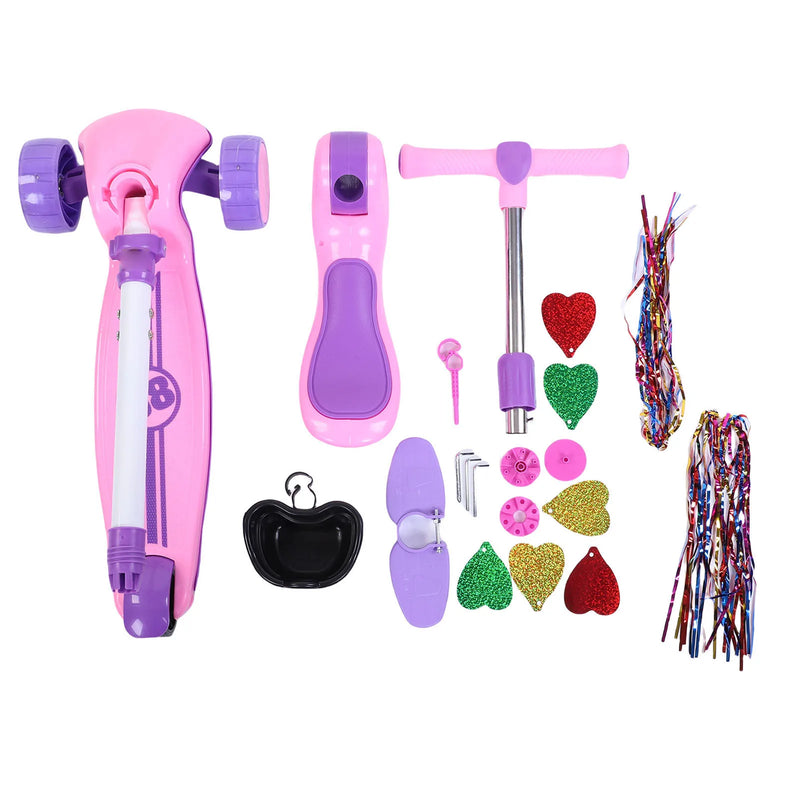 Kids 3-Wheel LED Light-Up Scooter with Adjustable Handlebar & Removable Seat
