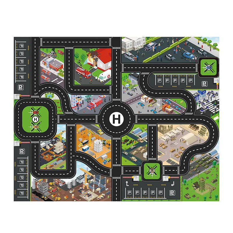 Set de 10 Vehículos de Construcción con Camión Almacenador