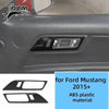 Carbon fiber grain decorative trim kit for Ford Mustang 2015+ featuring an ABS plastic headlight cover.