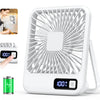 Portable USB Desk Fan with 180° Foldable Stand and Digital Display