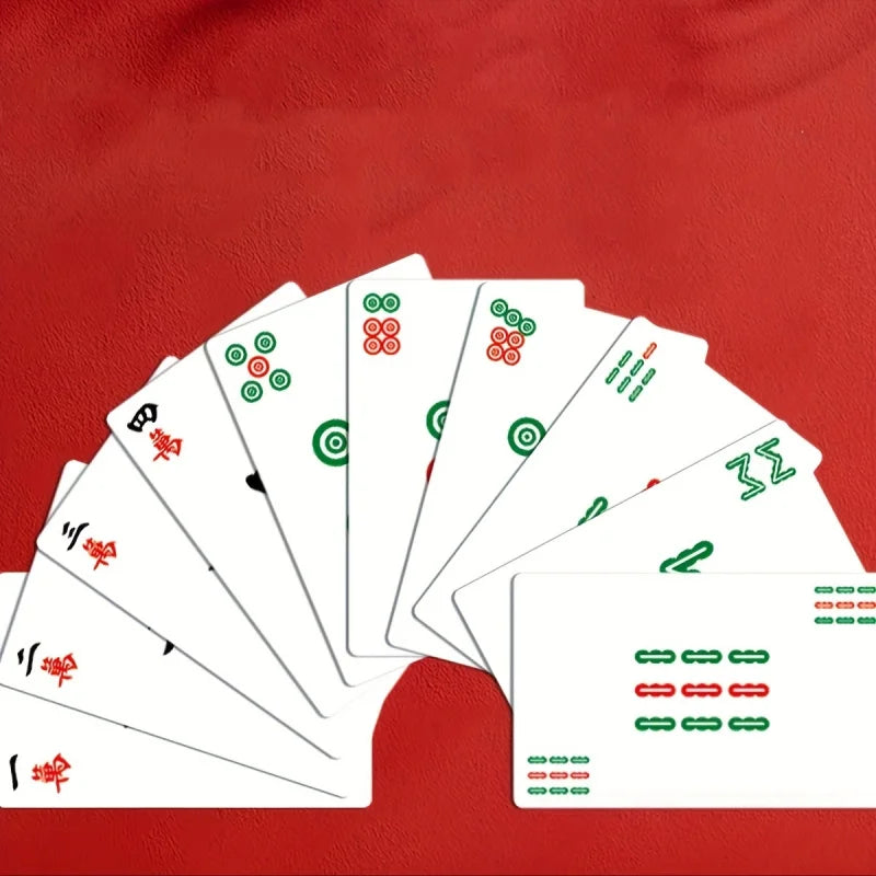 Portable Mahjong Card Set with Dice for Travel and Parties