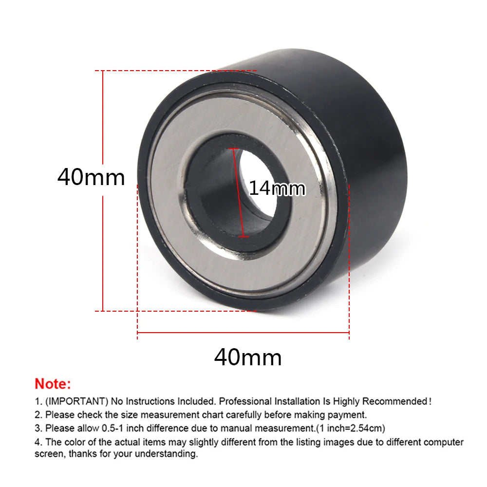 A black wheel stud installer tool with a 40mm diameter and 14mm inner diameter.