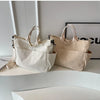 Multi-Pocket Corduroy Tote Bag – Large Capacity Casual Satchel for Travel, Work & Commute